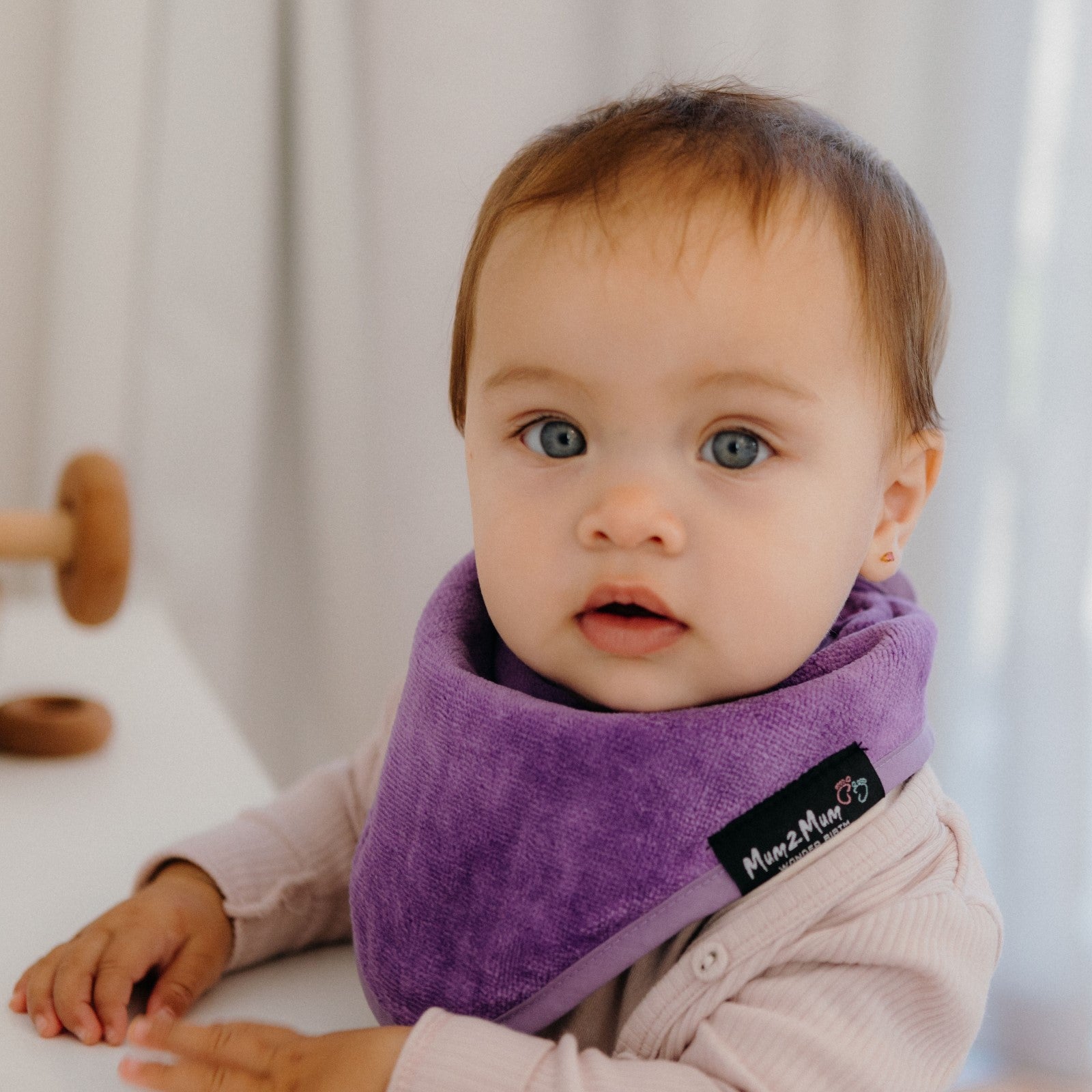 Purple Bandana Wonder Bib in situ