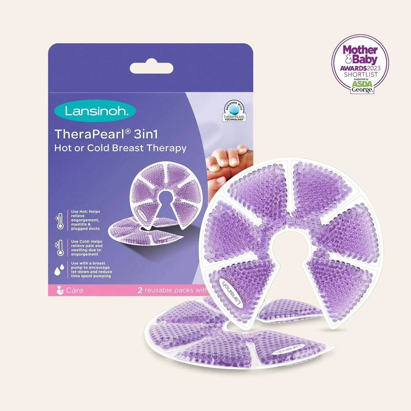 Lansinoh TheraPearl 3-in-1 Breast Therapy Pads - Pack of 2