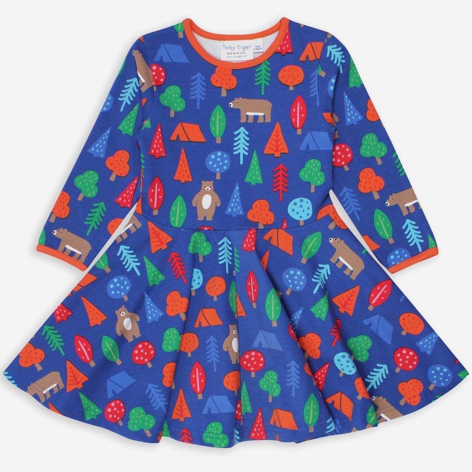 Toby Tiger Organic Skater Dress - Camping Bear
