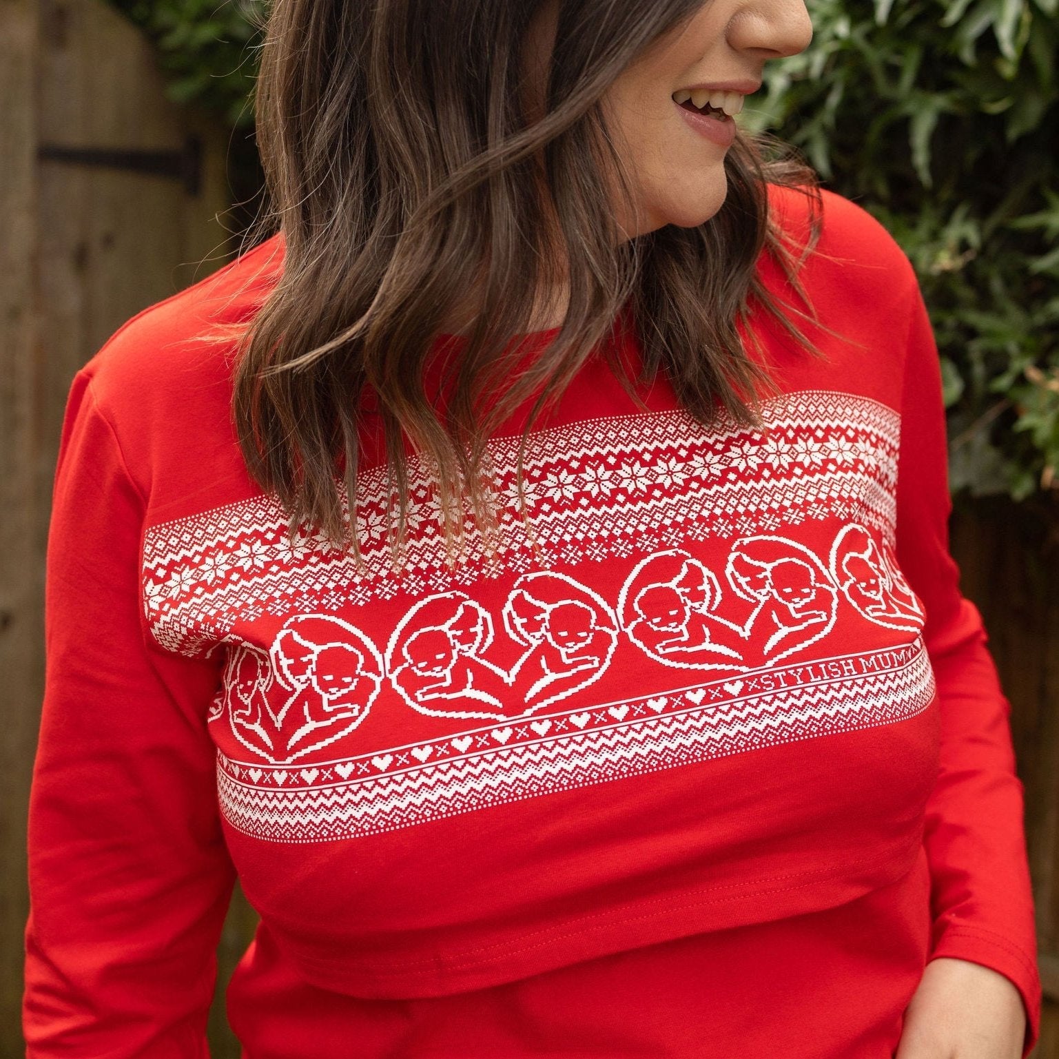 Red Festive Breastfeeding Top