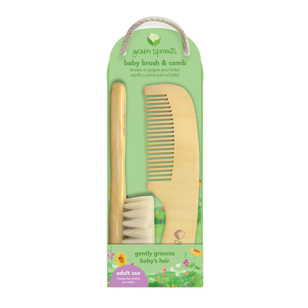 Baby Brush and Comb Set Wood and Goat Hair Green Sprouts Baby&More