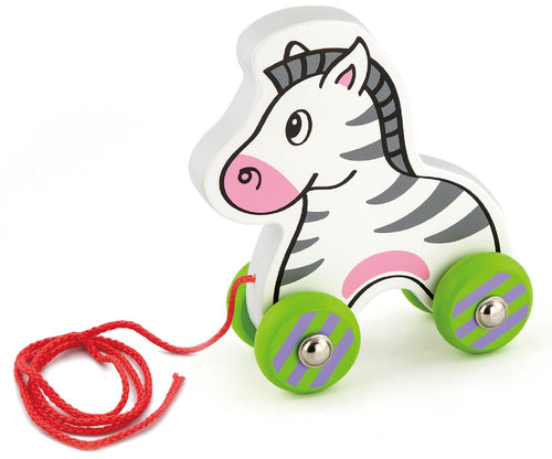 Pull Along Wooden Animal Toys - Hedgehog, Zebra or Polar Bear