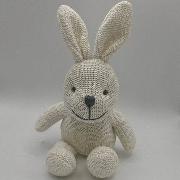 Best Years Ltd - White Bunny Rabbit Baby Rattle, Knitted Organic Cotton