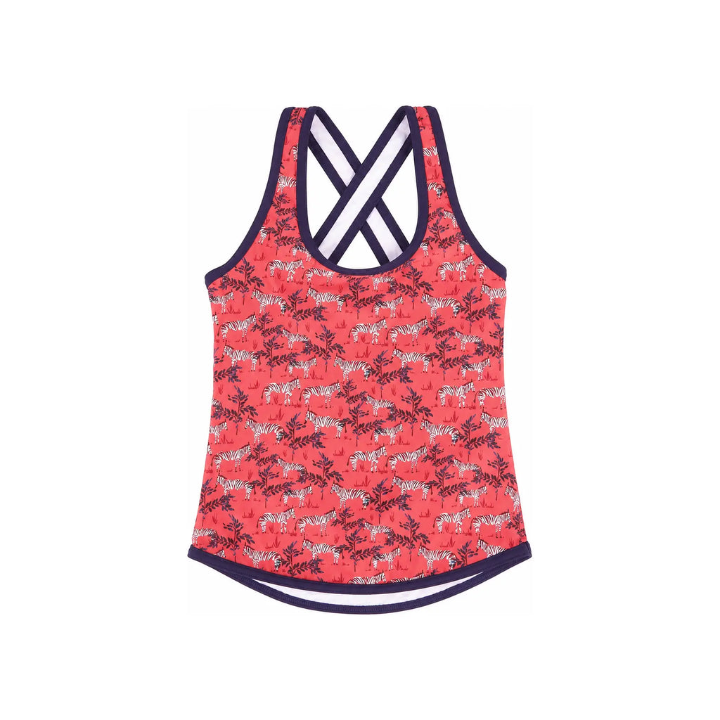 Kes-Vir Girl's Zebra Incontinence Tankini with Shorts