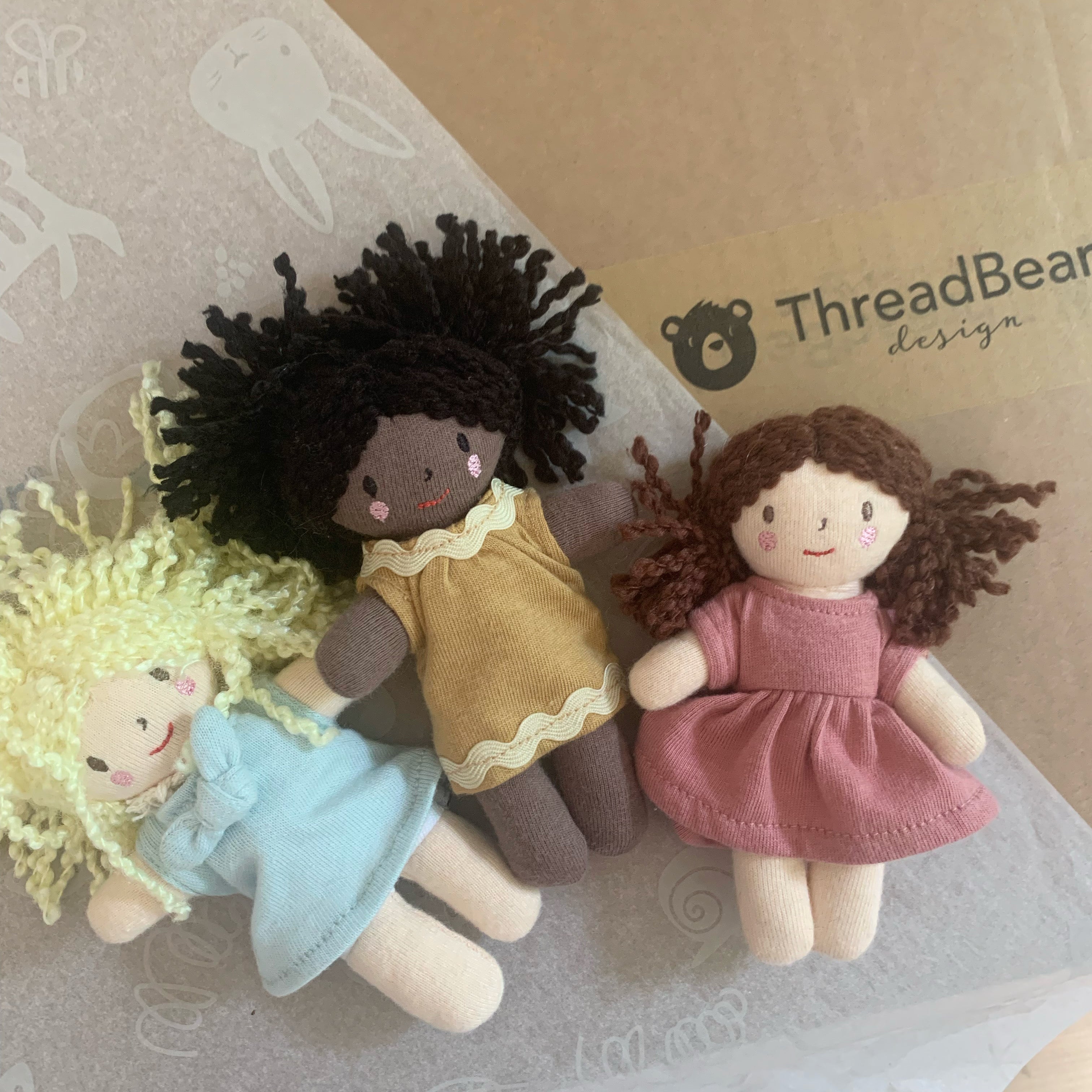 ThreadBear Design Mini Dolls Gift Set of 3 + Gift Box