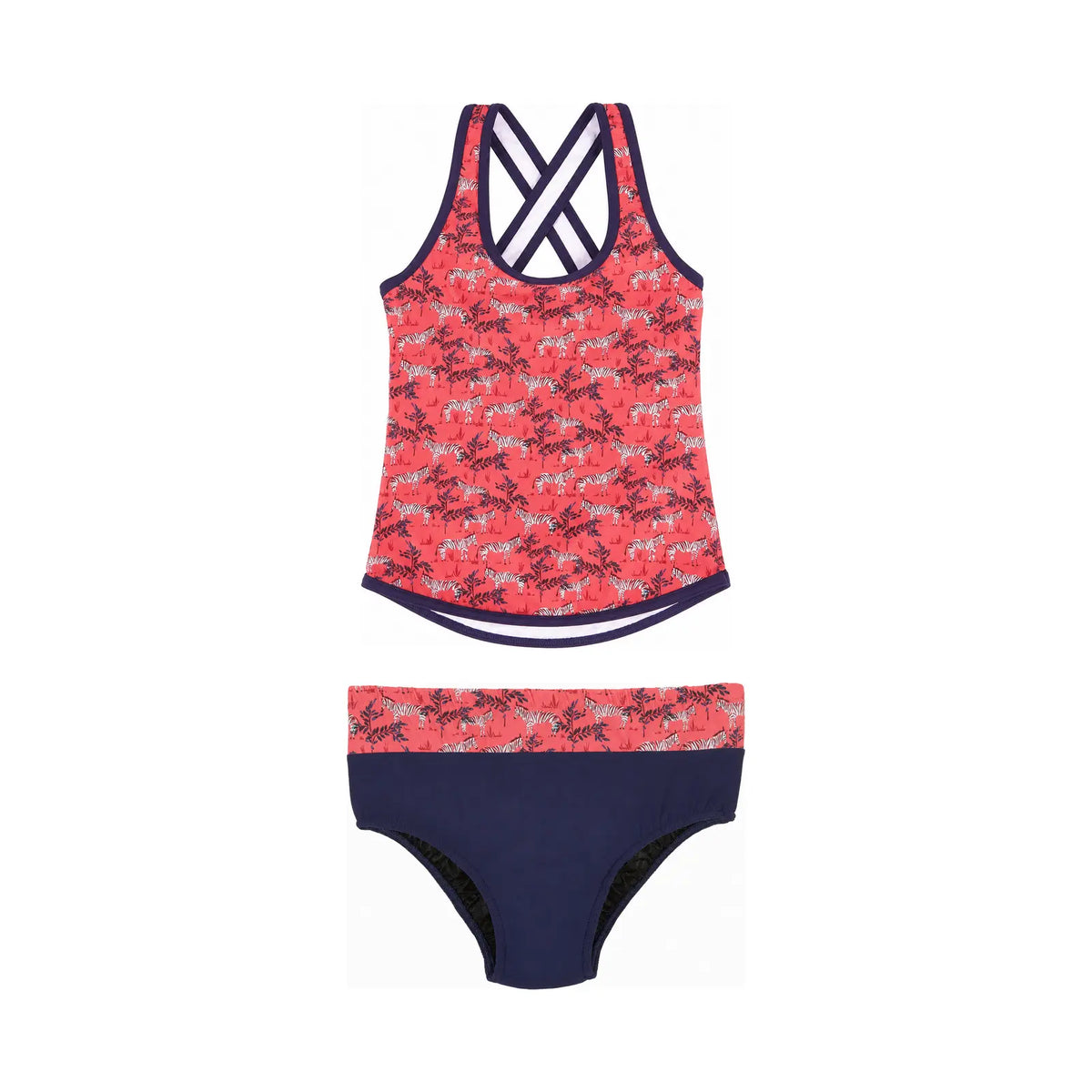 Kes-Vir Girls Zebra Incontinence Tankini with Briefs