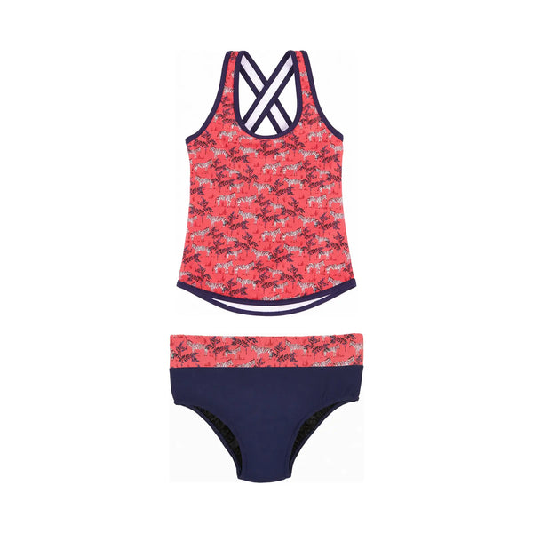 Kes-Vir Girls Zebra Incontinence Tankini with Briefs
