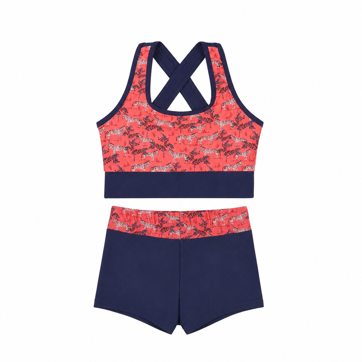 Kes-Vir Girls Zebra Incontinence Bikini with Shorts
