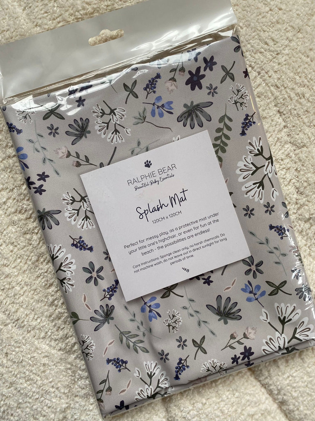 Ralphie Bear Splash Mat - Wildflower Blue