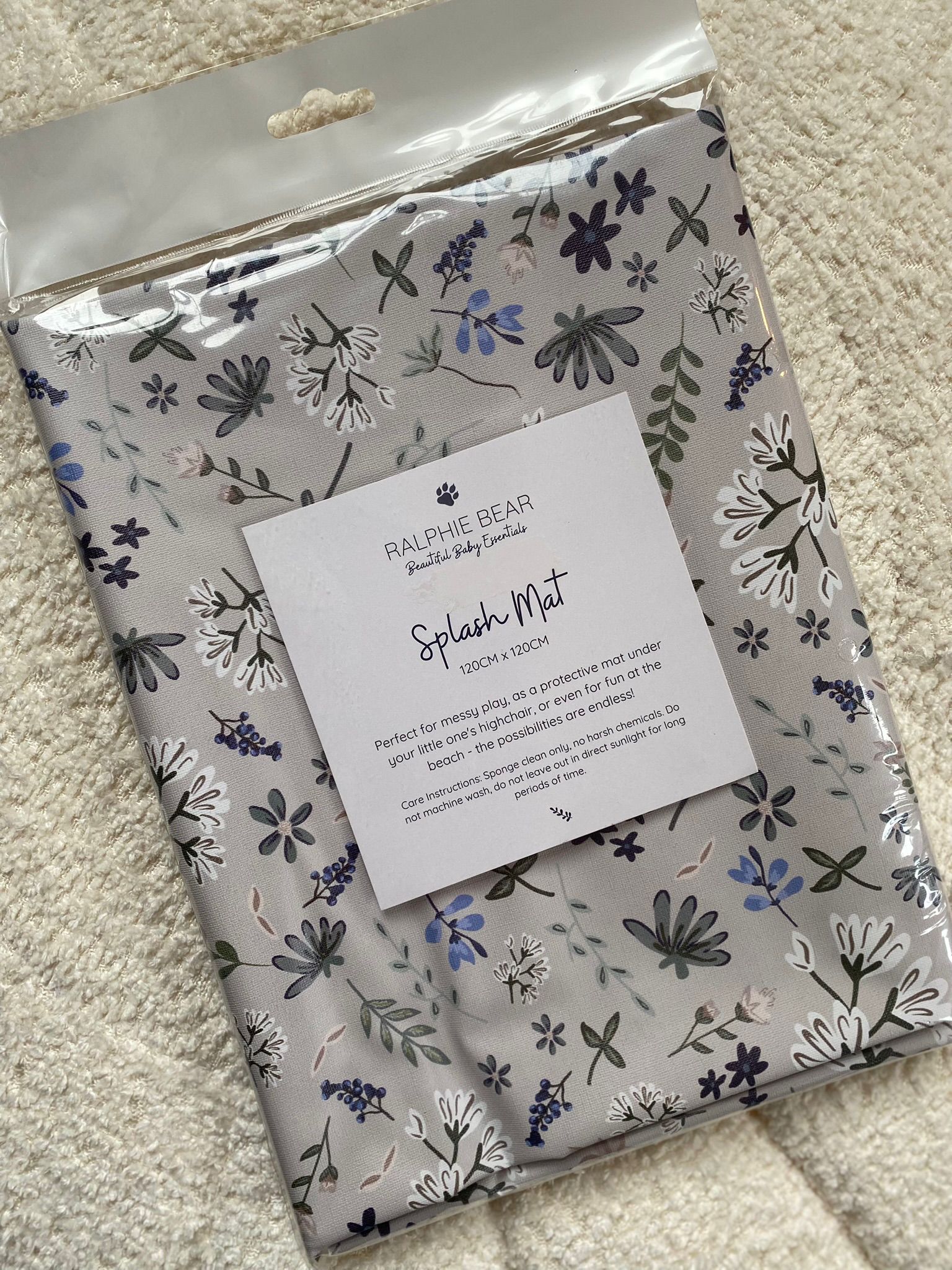 Ralphie Bear Splash Mat - Wildflower Blue