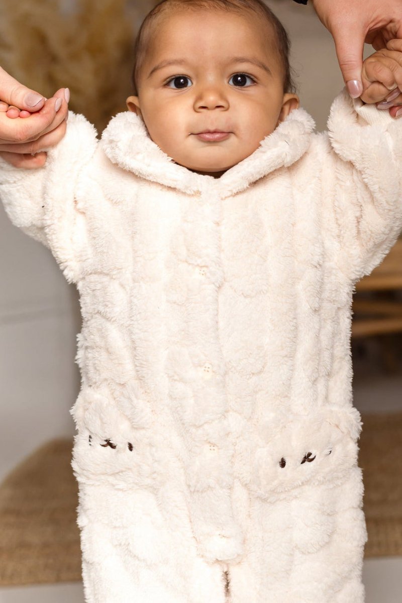 Cozy Crew Club Fur Bear Lining Fluffy Coat Romper
