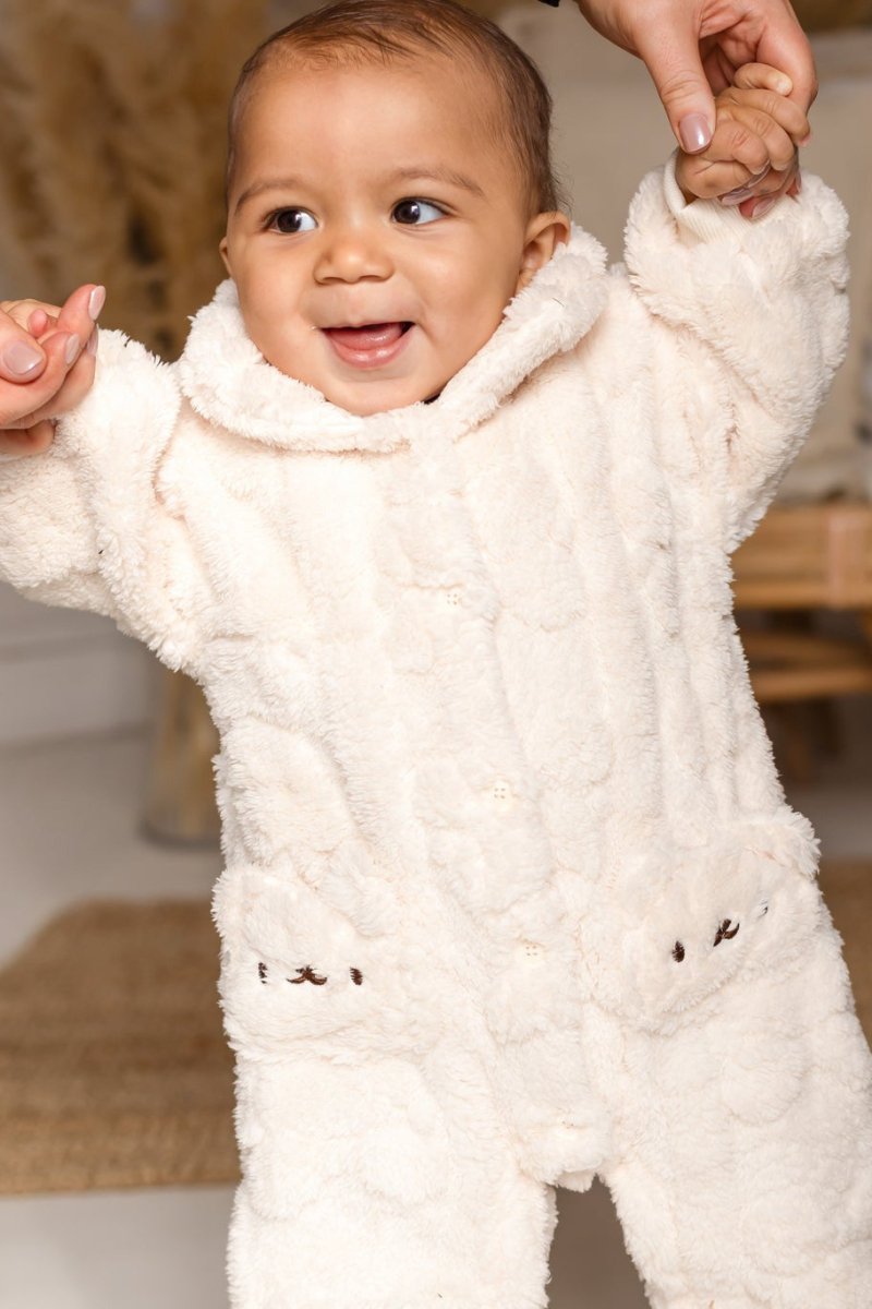 Cozy Crew Club Fur Bear Lining Fluffy Coat Romper
