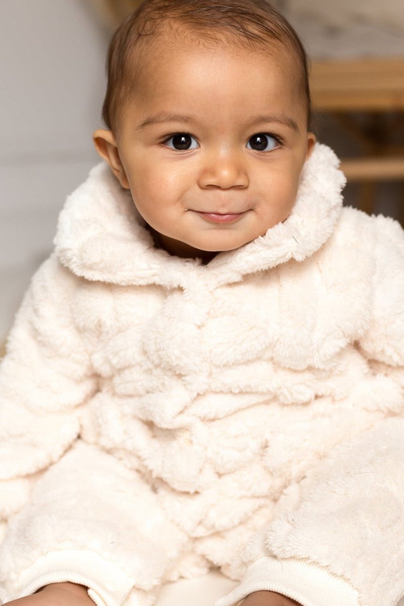 Cozy Crew Club Fur Bear Lining Fluffy Coat Romper