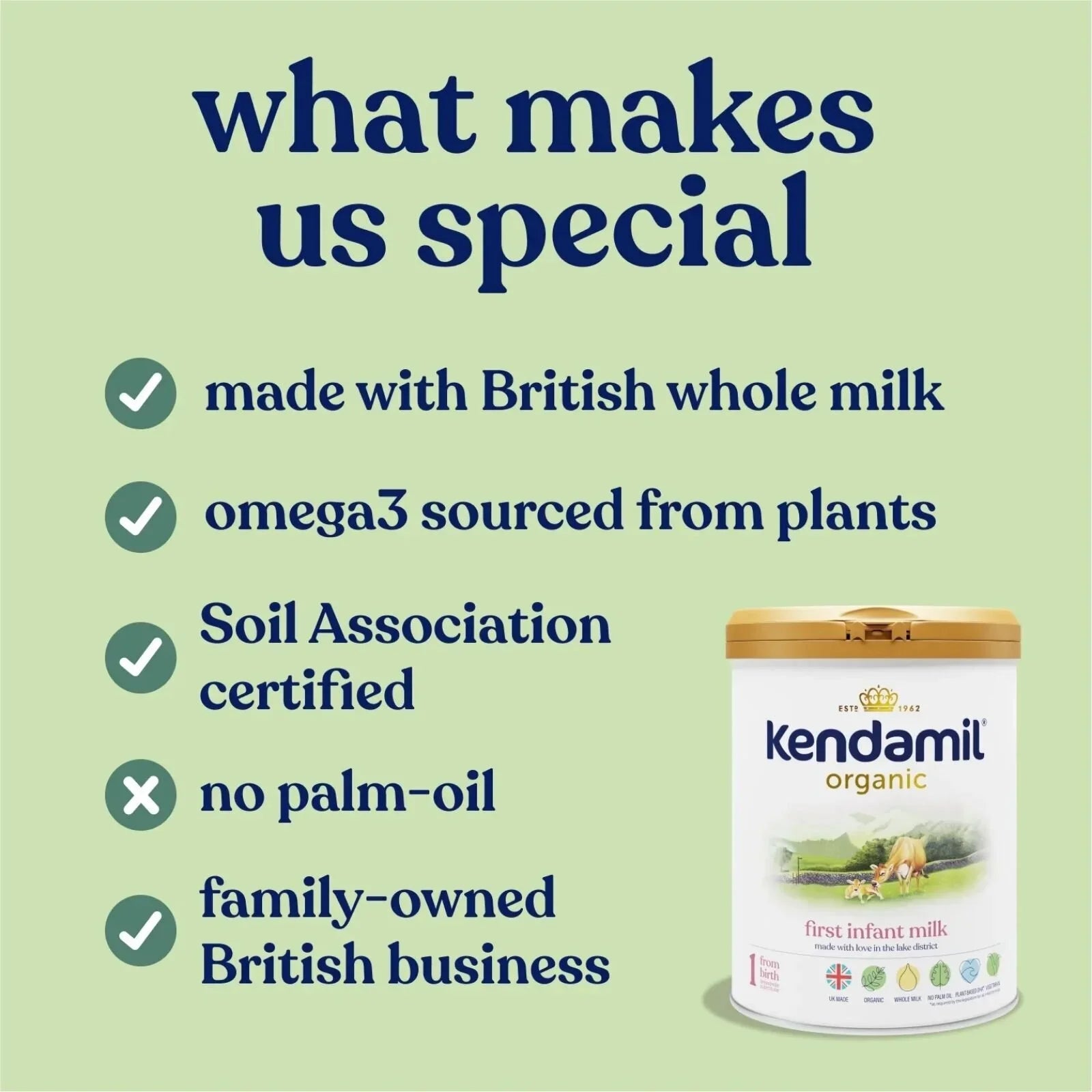 Kendamil Stage 1 Organic First Infant Milk Formula - from Birth 800g