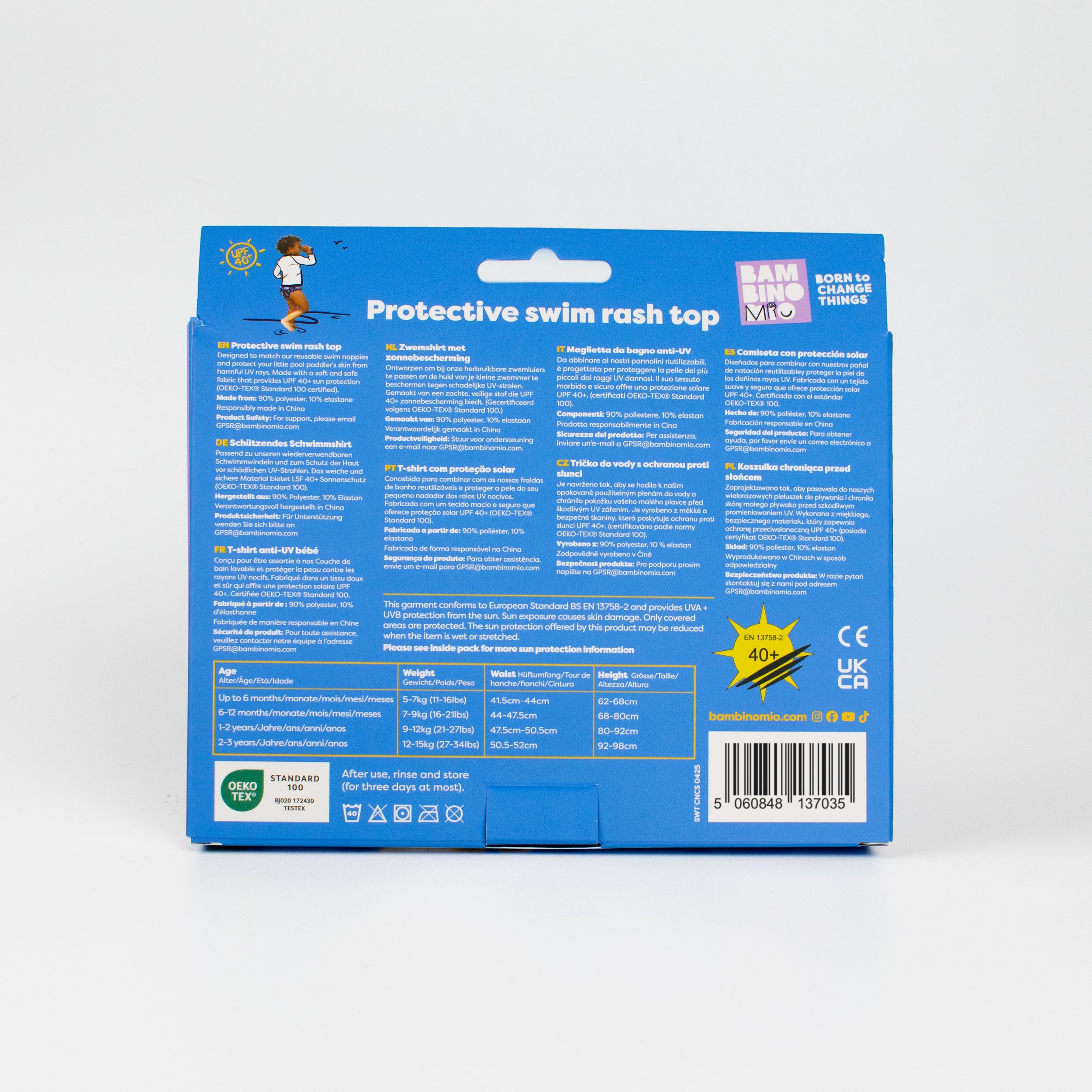 Bambino Mio UPF 40+ Soft and Gentle Protective Swim Rash Vest - Happy Days