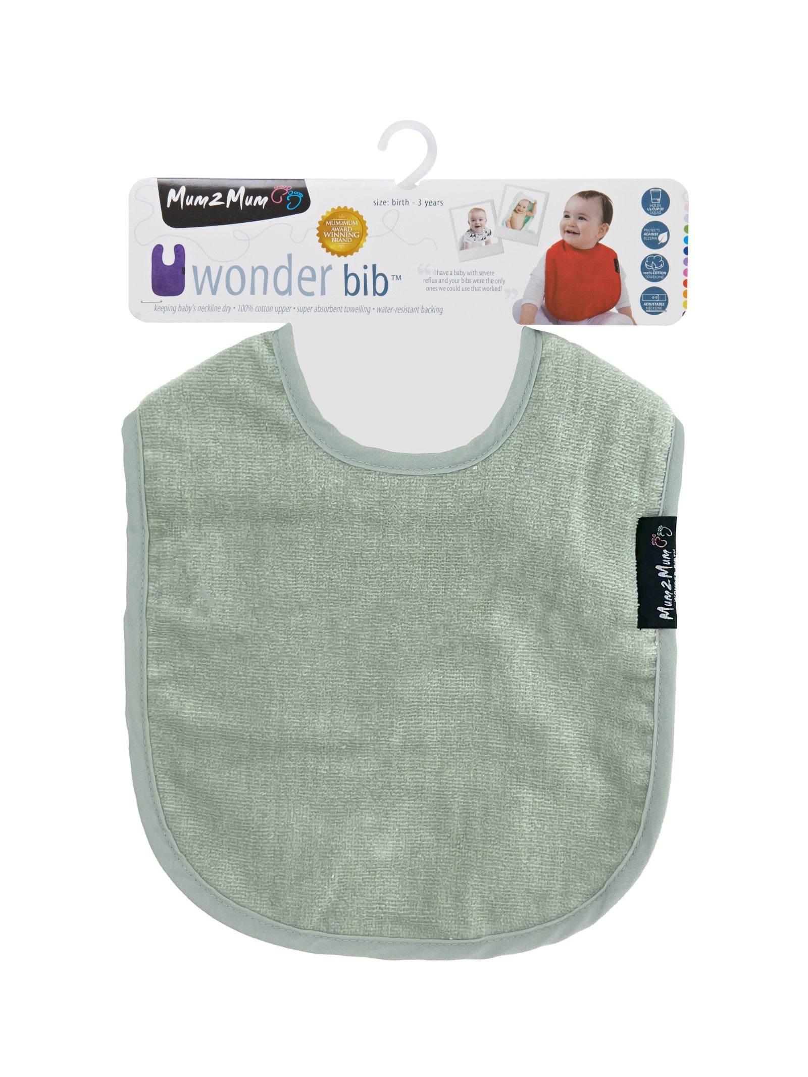 Mum 2 Mum Standard Wonder Bib - Sage Green - COMING SOON!