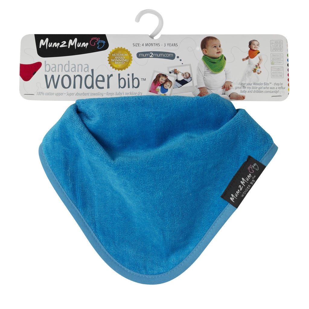 Mum 2 Mum Bandana Style Wonder Bib - Teal Blue