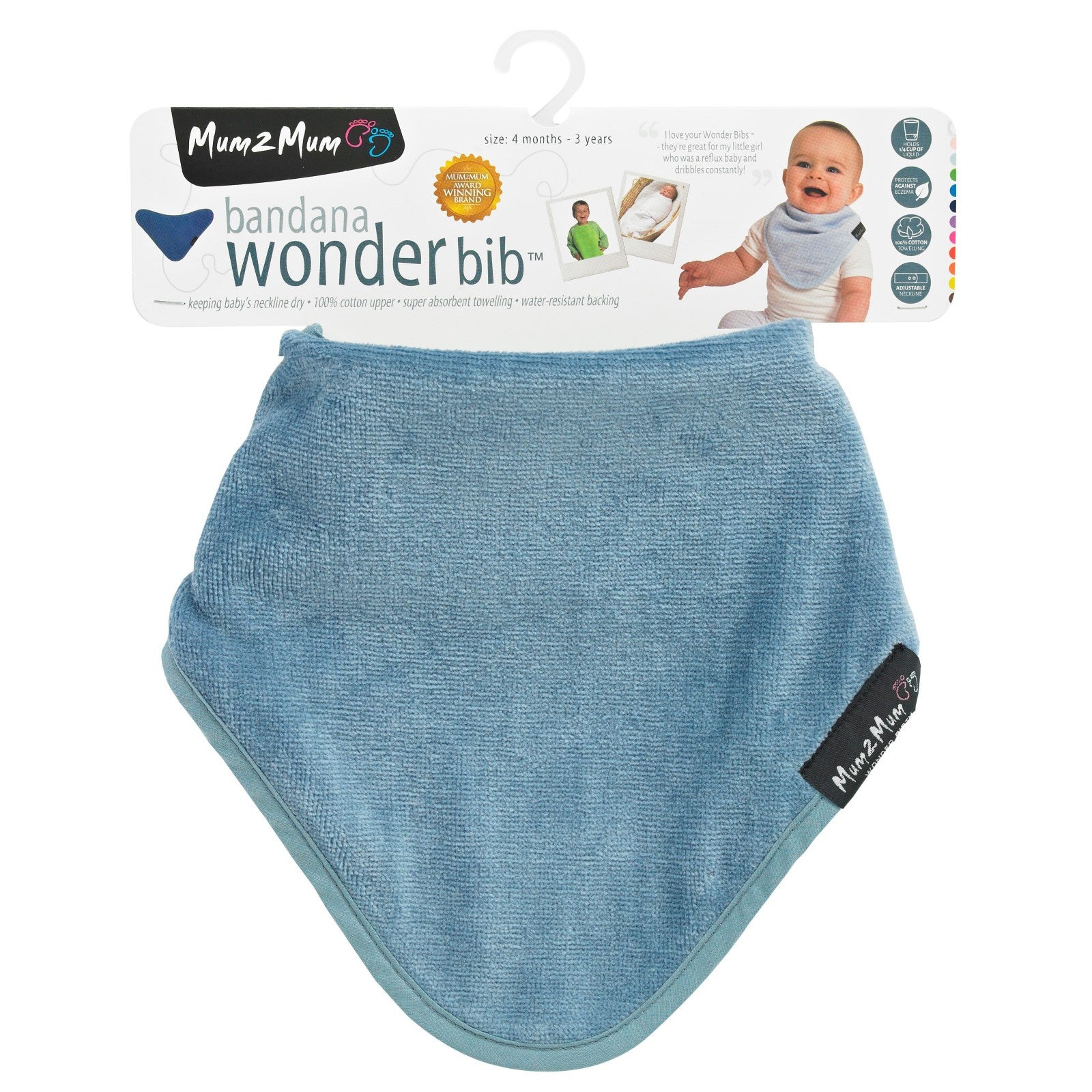 Mum 2 Mum Bandana Style Wonder Bib - Denim Blue