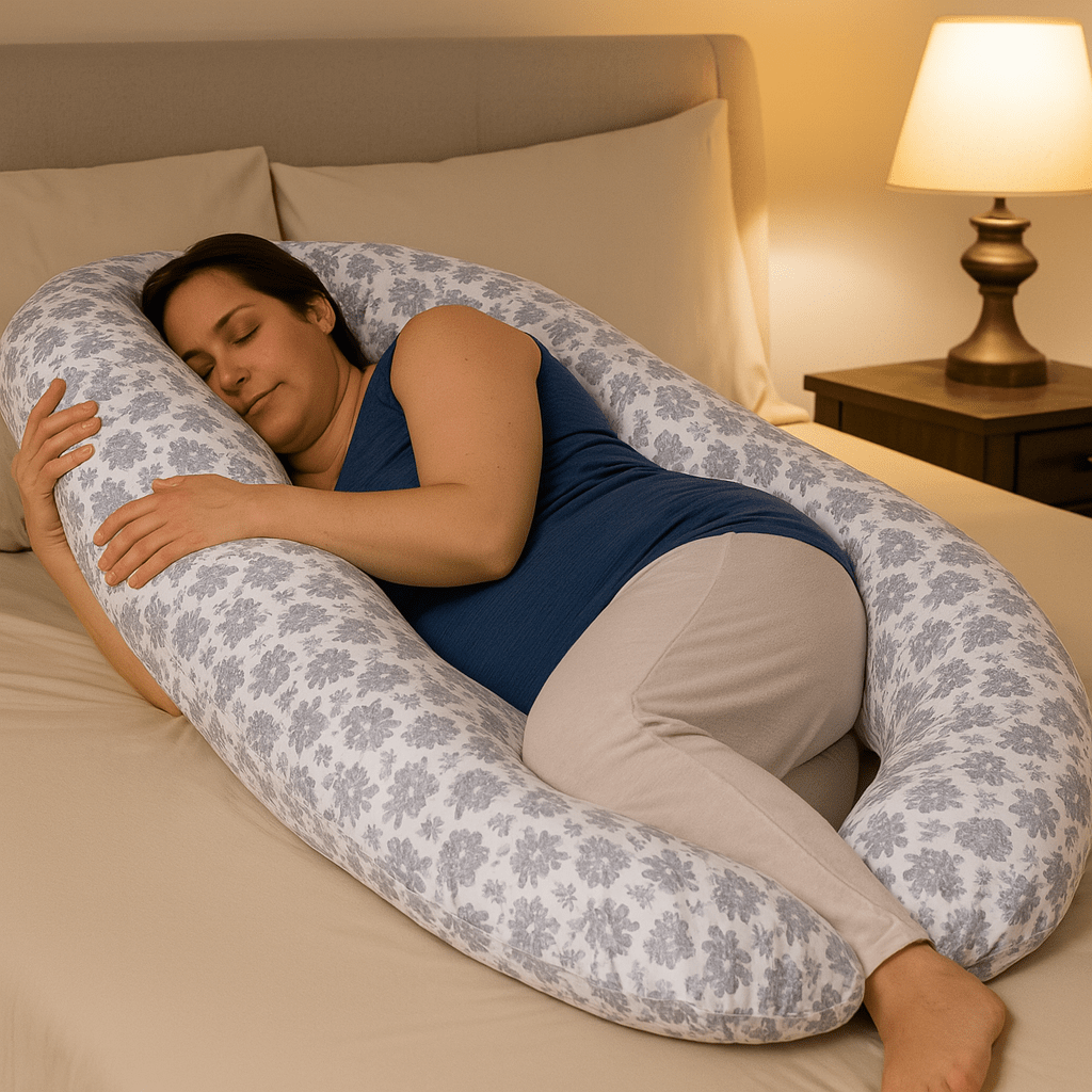 12 Ft Maternity Pillow And Case - Grey Floral - Baby&More