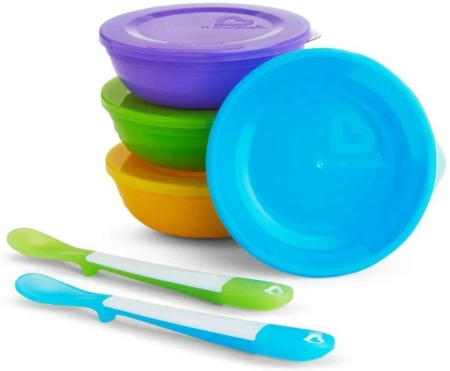 Munchkin Baby Feeding Dishes Food Bowls With Lids Love a Bowls - 10Pk + 2 Spoons