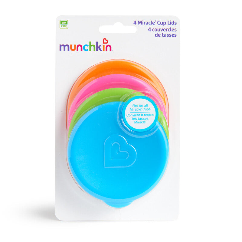 Munchkin Baby Miracle Drinking Cup Lids Fit All Miracle Cup Styles - Pack of 4