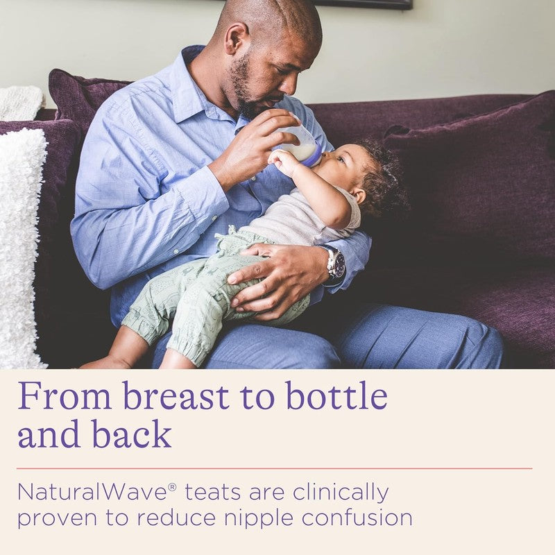 Lansinoh Baby Bottles NaturalWave Medium Flow Teat - 240ml - Pack of 2