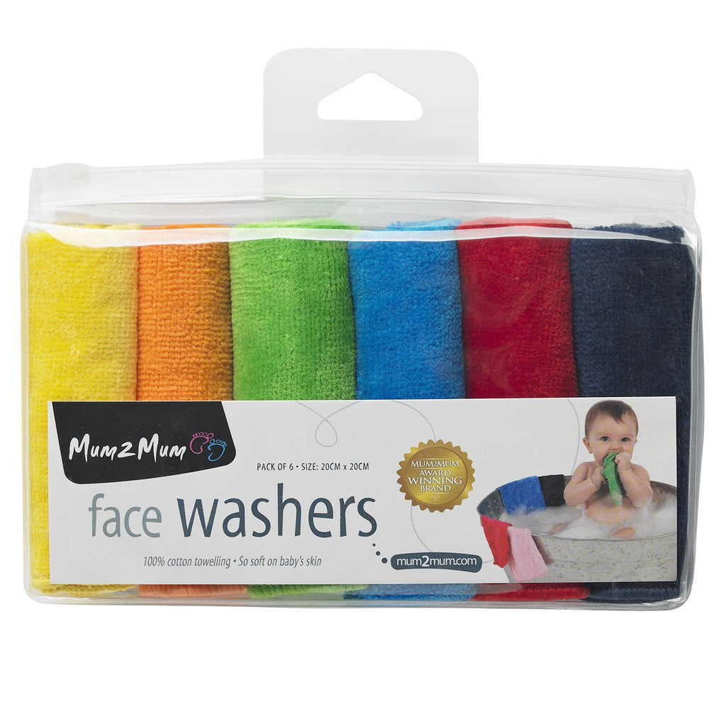 Cotton Facewashers / Reusable Wipes - 6 Pack - BRIGHTS
