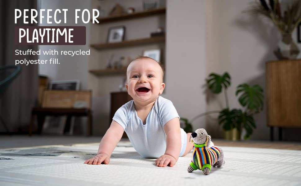 Best Years Ltd - Dinosaur Baby Rattle, Organic White Cotton Knit Stegosaurus