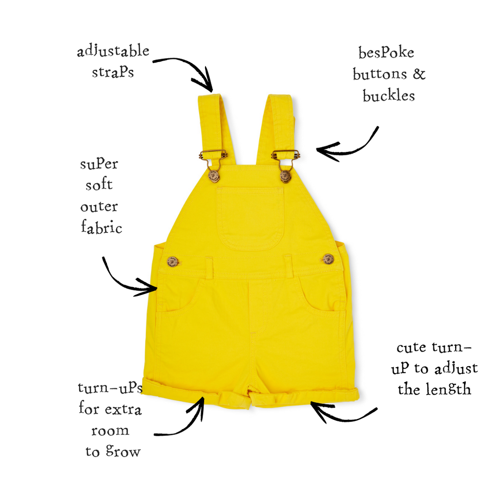 Dotty Dungarees Shorts - Sunshine Yellow