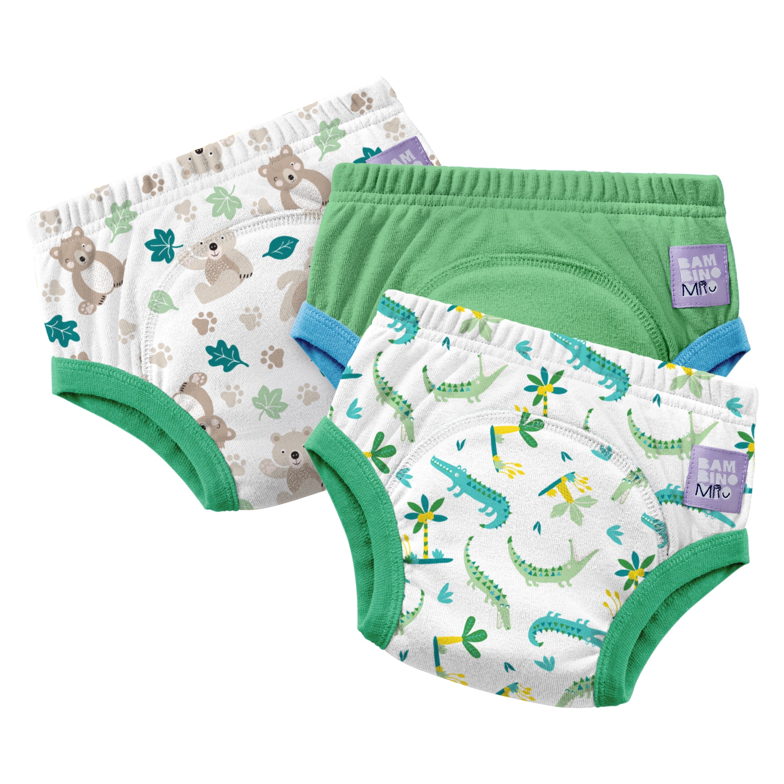 Bambino Mio 3 Pack Reusable Potty Training Pants - Green Jungle - Elite Design