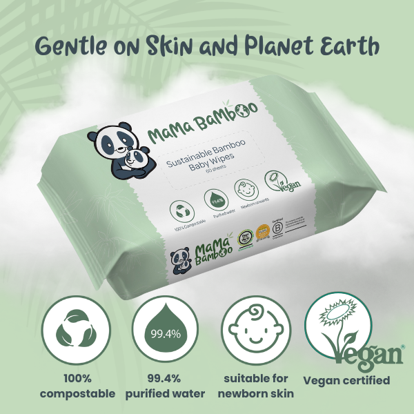 Mama Bamboo Sustainable Baby Wipes - 6 or 12 Packs