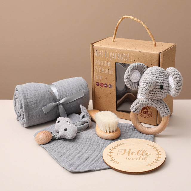 Baby Six Piece Gift Set with Rattle & Brush