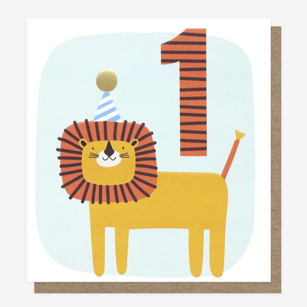 Caroline Gardner Greetings Card - 1st Birthday with Party Lion