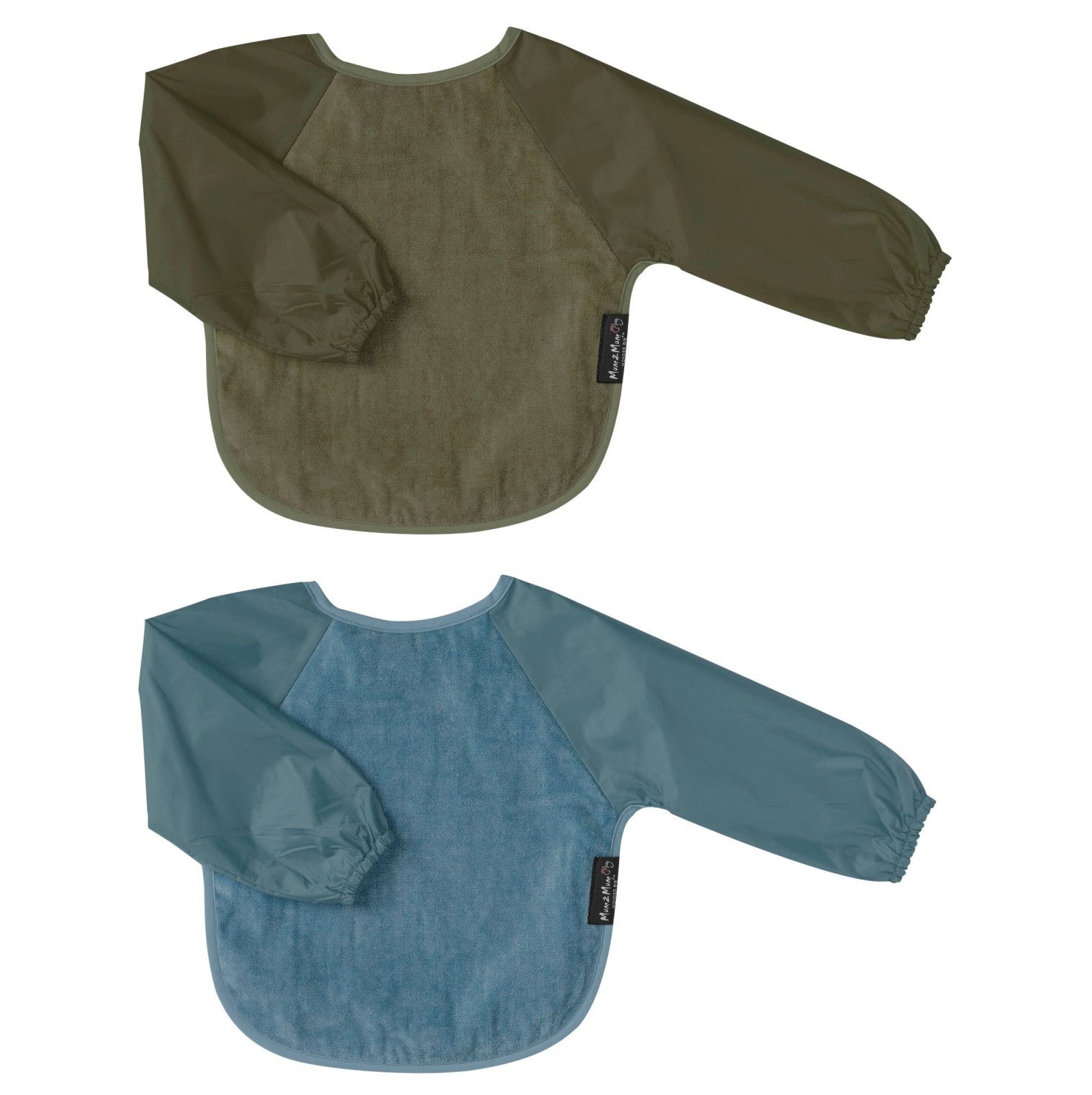 2 PACK - Mum 2 Mum Long Sleeved Wonder Bibs SMALL - EARTH TONES - Baby&More