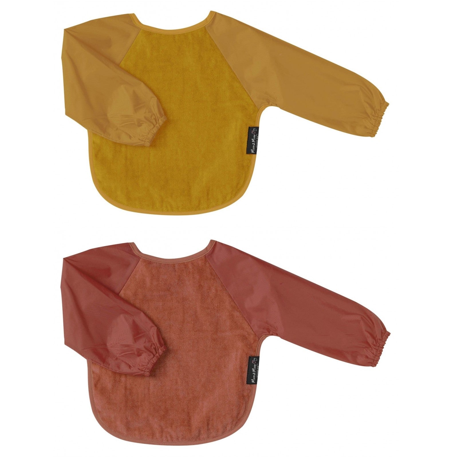 2 PACK - Mum 2 Mum Long Sleeved Wonder Bibs SMALL - EARTH TONES - Baby&More