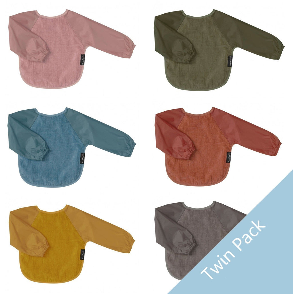 2 PACK - Mum 2 Mum Long Sleeved Wonder Bibs SMALL - EARTH TONES - Baby&More