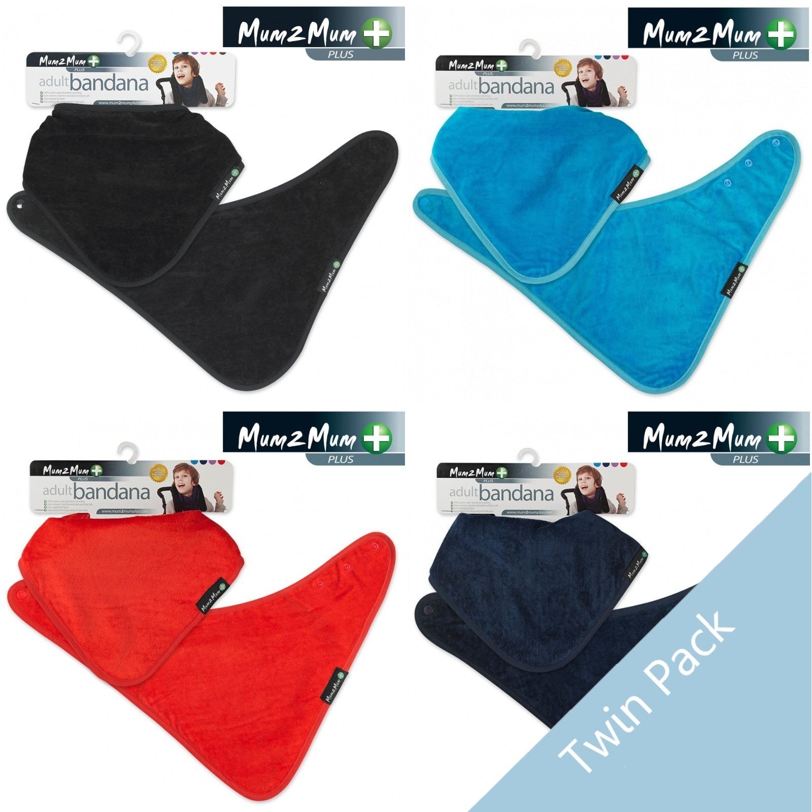 2 PACK - Mum 2 Mum PLUS Adult Bandana - 2 THE SAME COLOUR - Baby&More