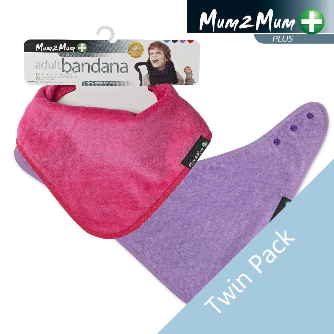 2 PACK - Mum 2 Mum PLUS Adult Disability Dignity Bibs - Cerise / Purple - Baby&More