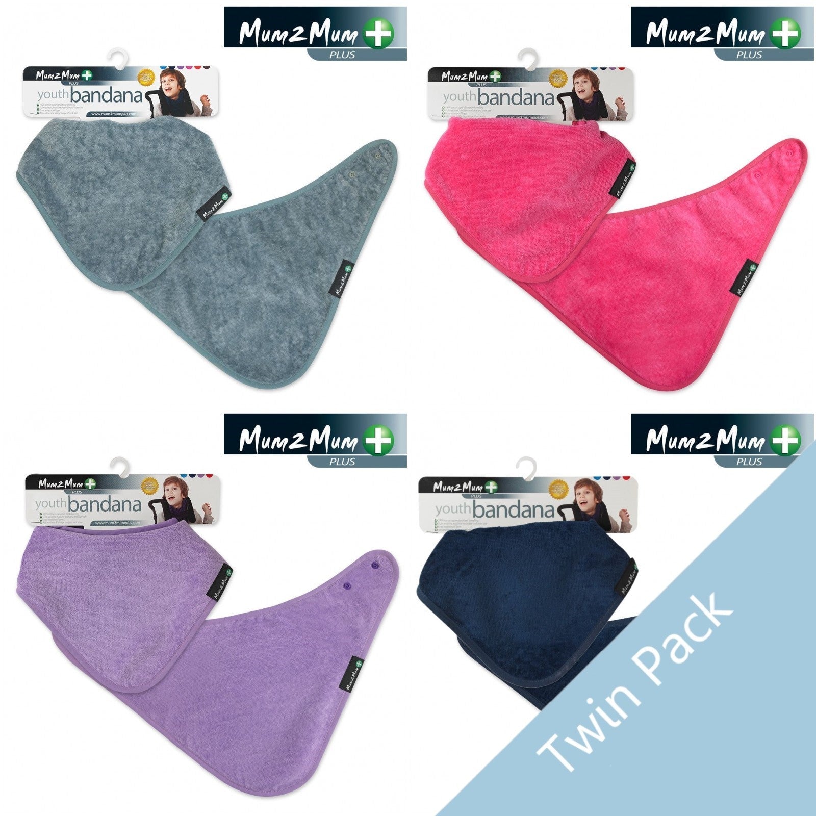 2 PACK - Mum 2 Mum PLUS Youth Bandana - 2 THE SAME COLOUR - Baby&More