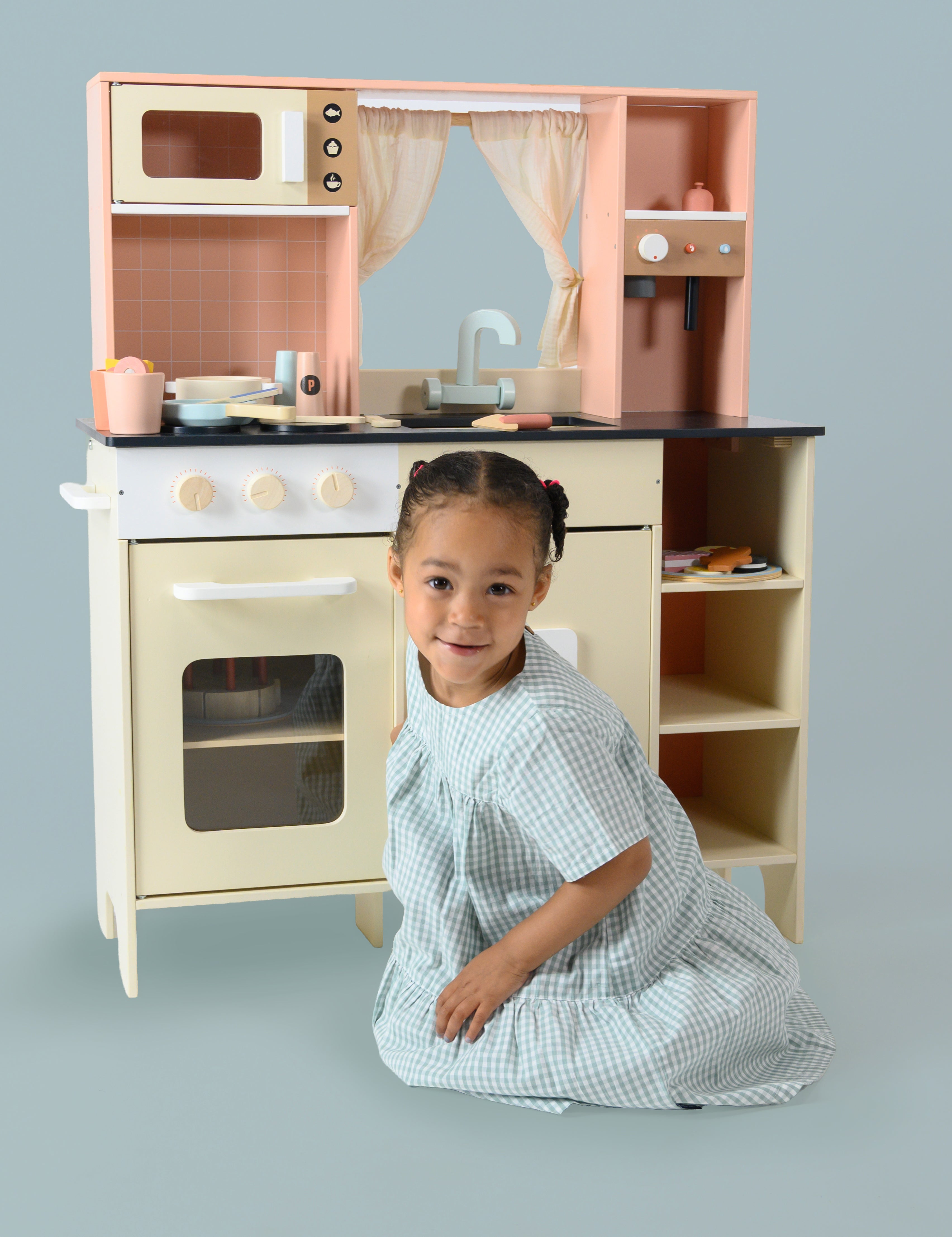 Wooden Play Kitchen - Cream