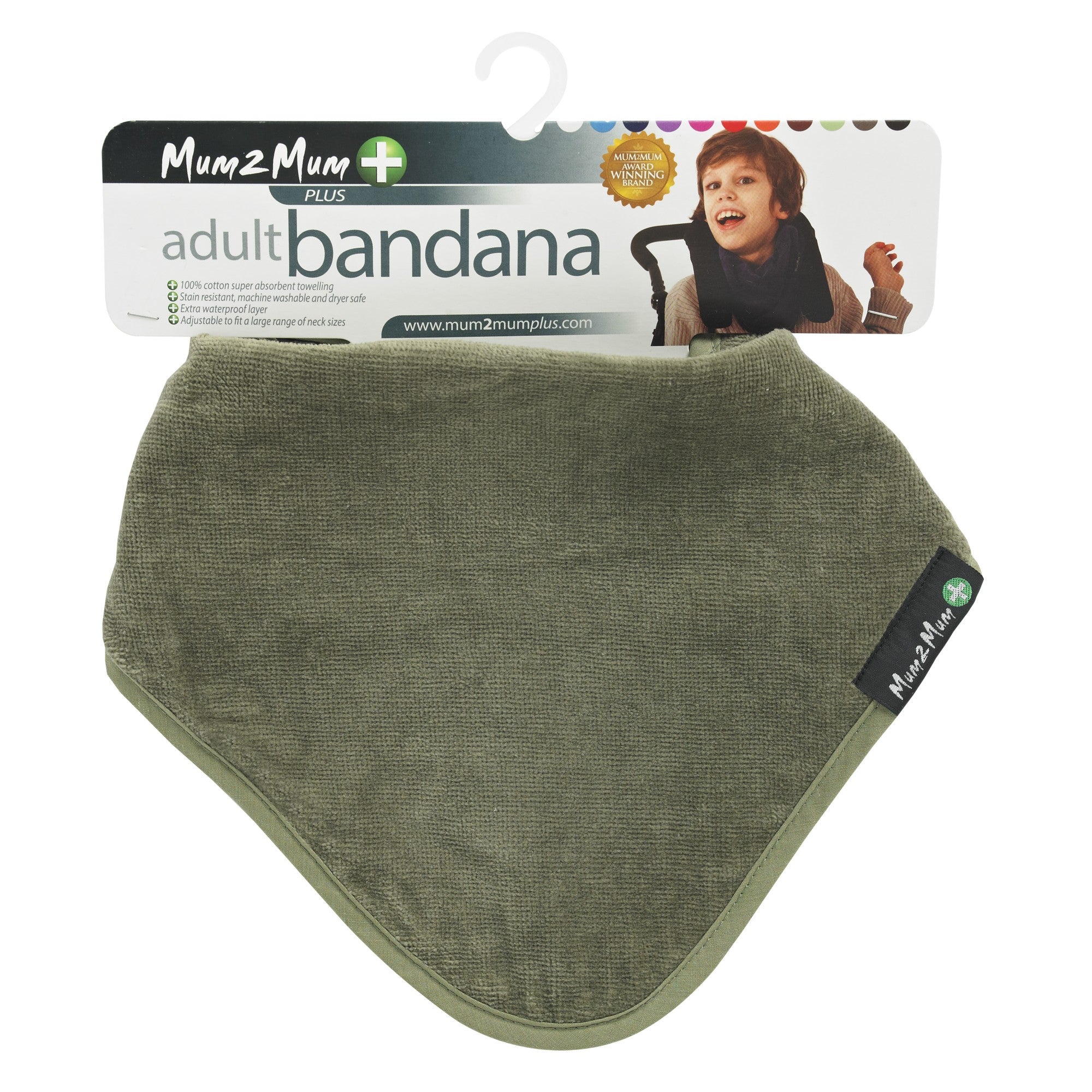 Mum 2 Mum PLUS Adult Disability Bib - Olive Green