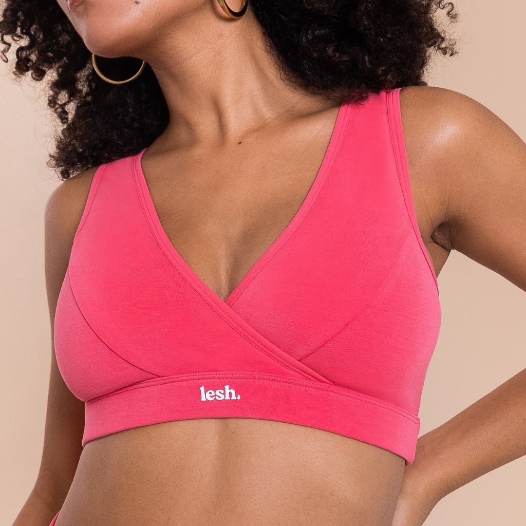 LESH - Clipless Comfort Leakproof Nursing Bra - Black / Pink / Beige