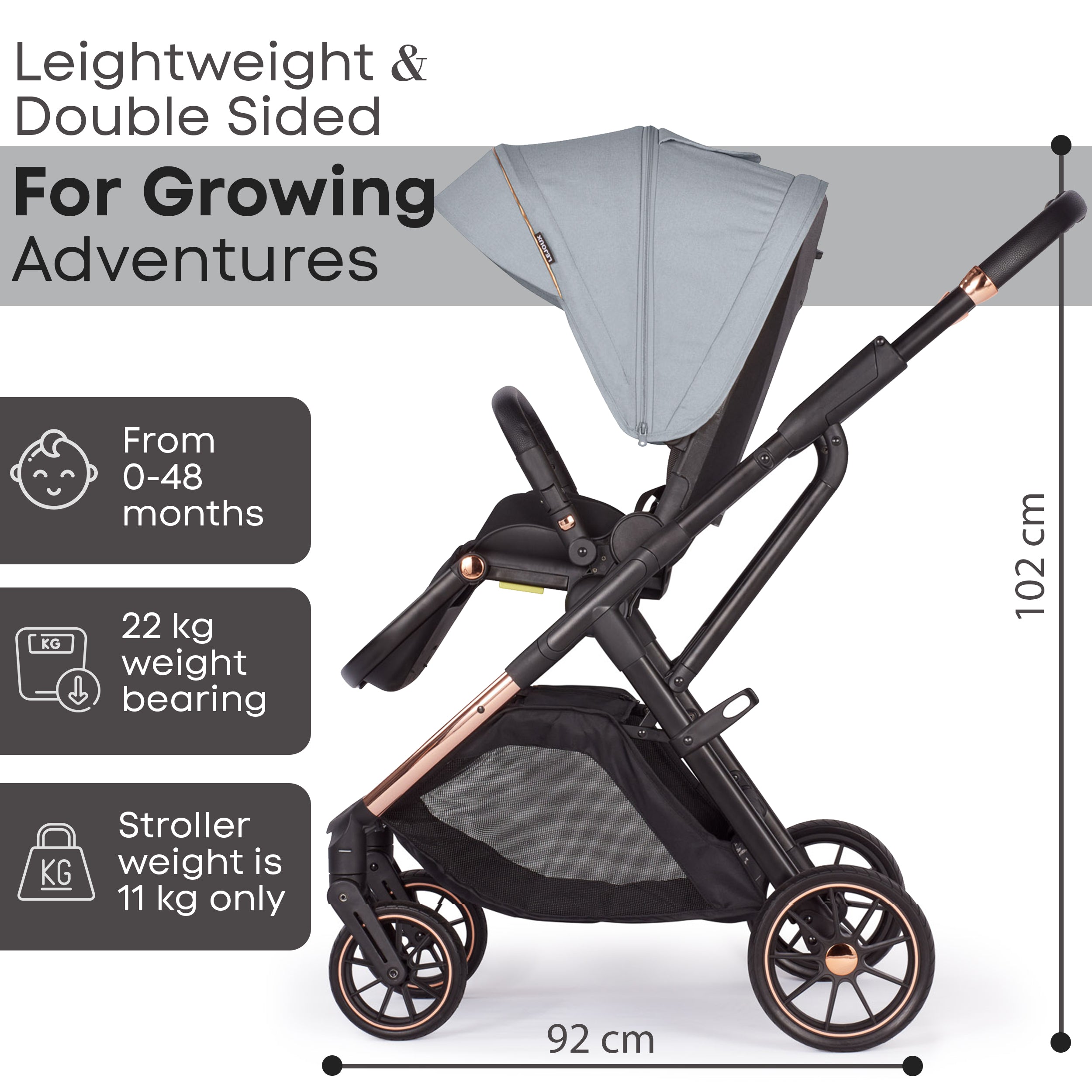 Lejoux+ Baby Pram Stroller Pushchair - 0 Months +