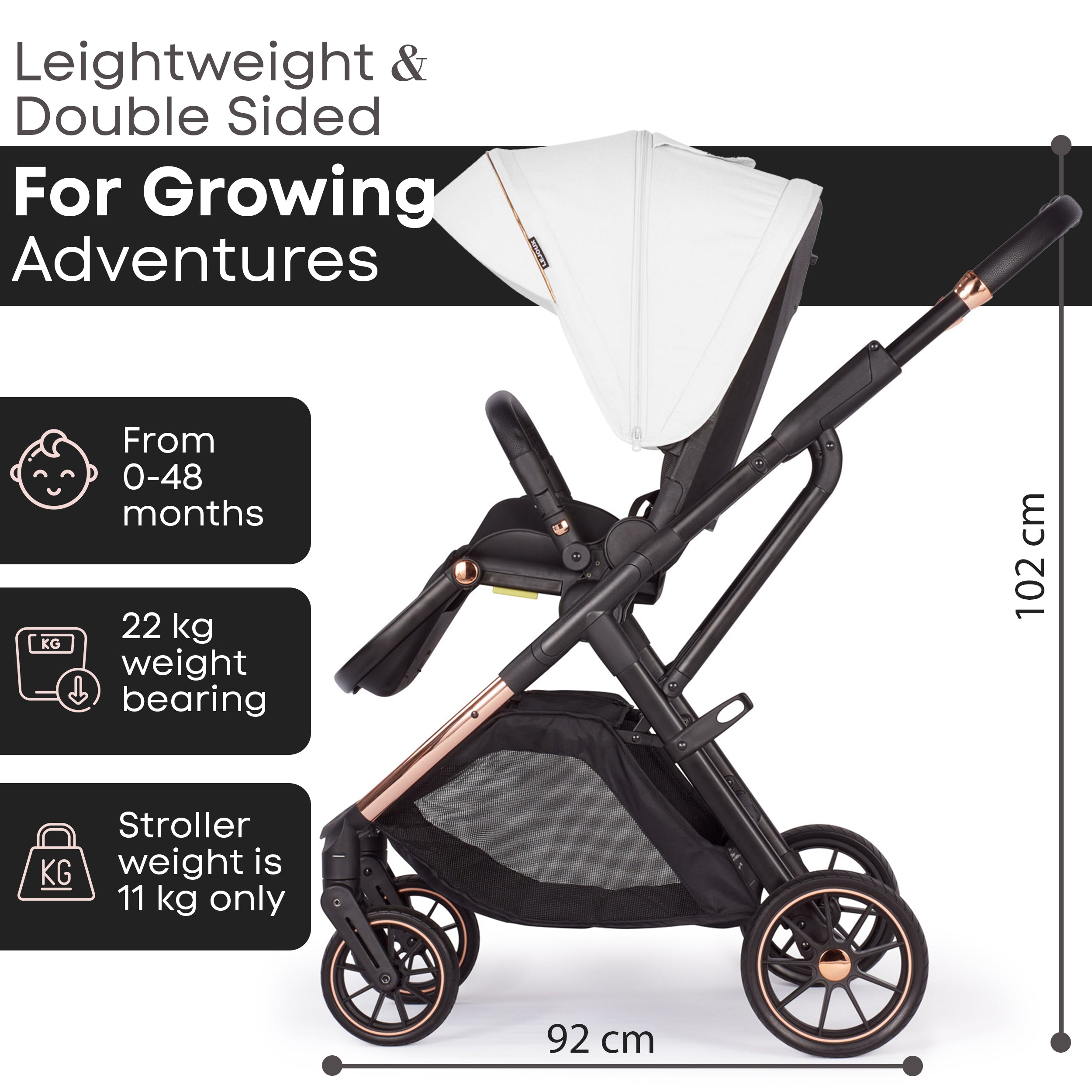 Lejoux+ Baby Pram Stroller Pushchair - 0 Months +