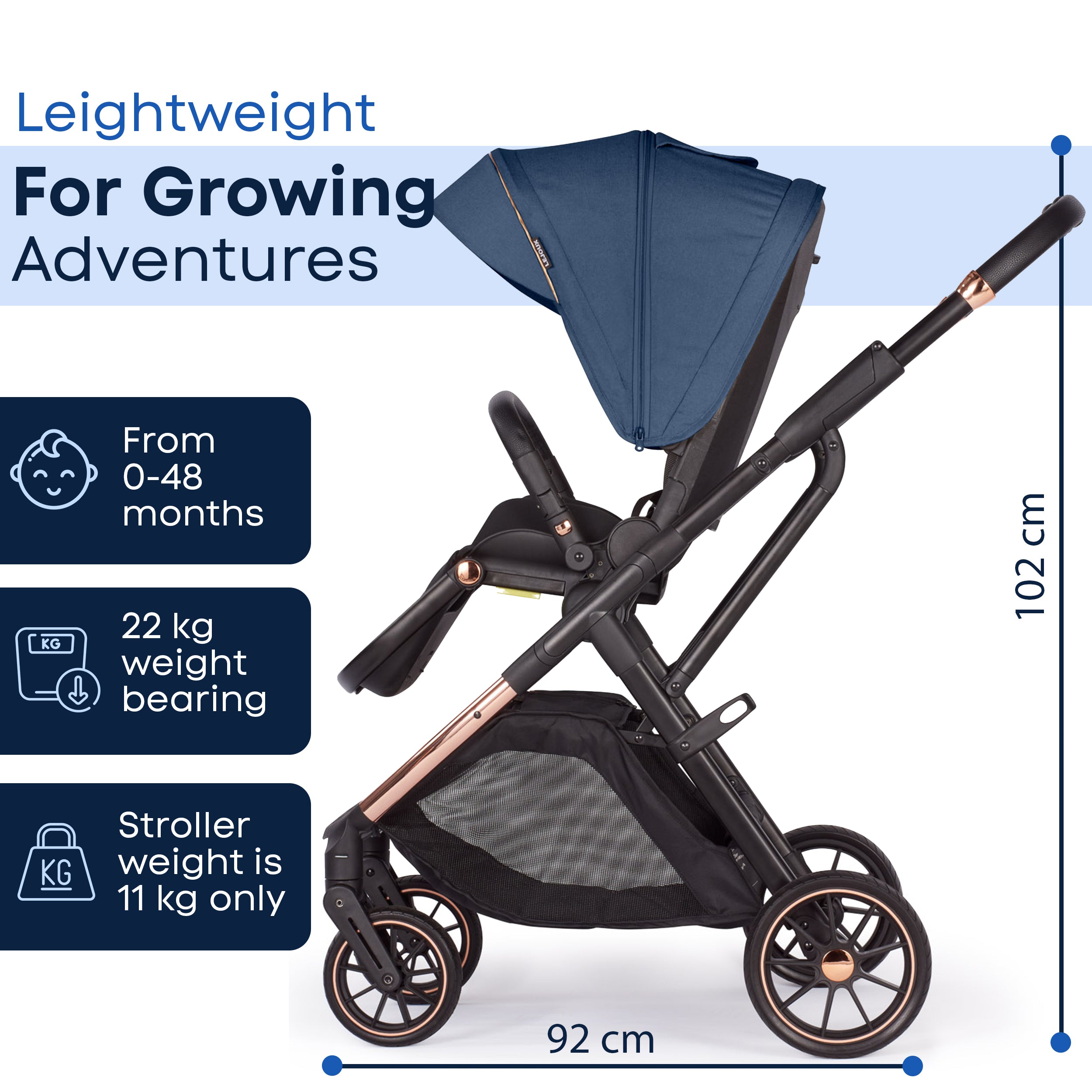 Lejoux+ Baby Pram Stroller Pushchair - 0 Months +
