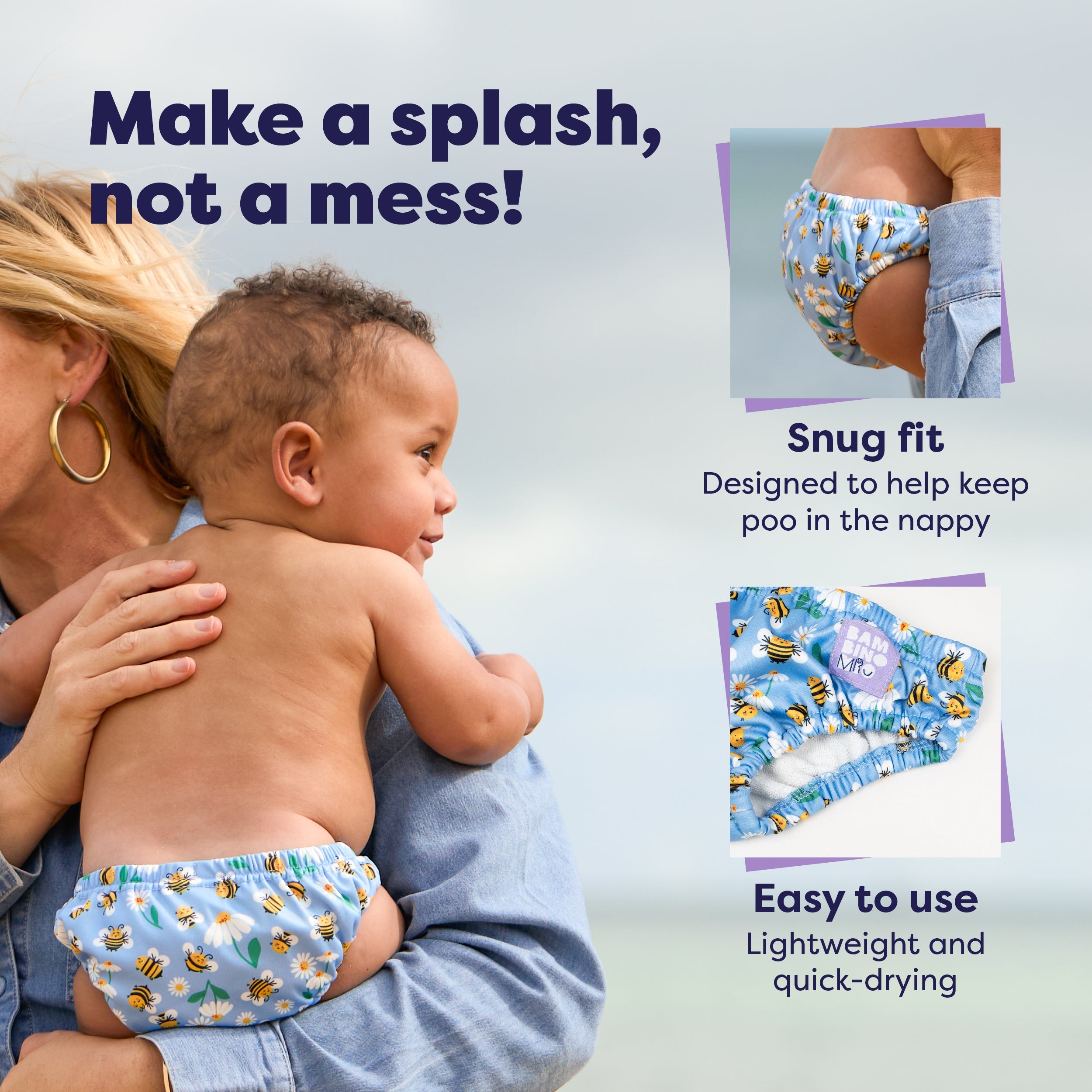 Bambino Mio Reusable Swim Nappy - Busy Bees
