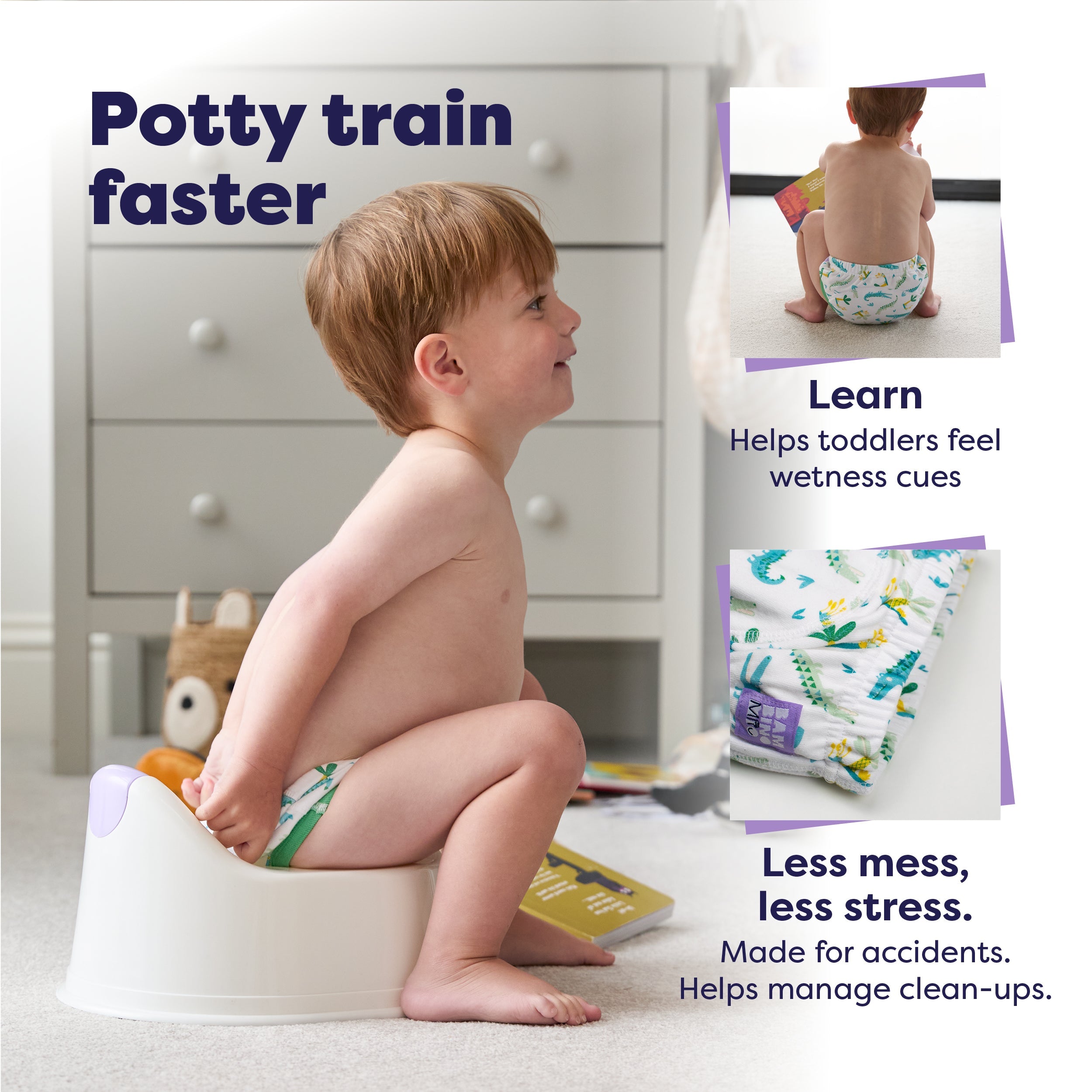 Bambino Mio 3 Pack Reusable Potty Training Pants - Green Jungle - Elite Design