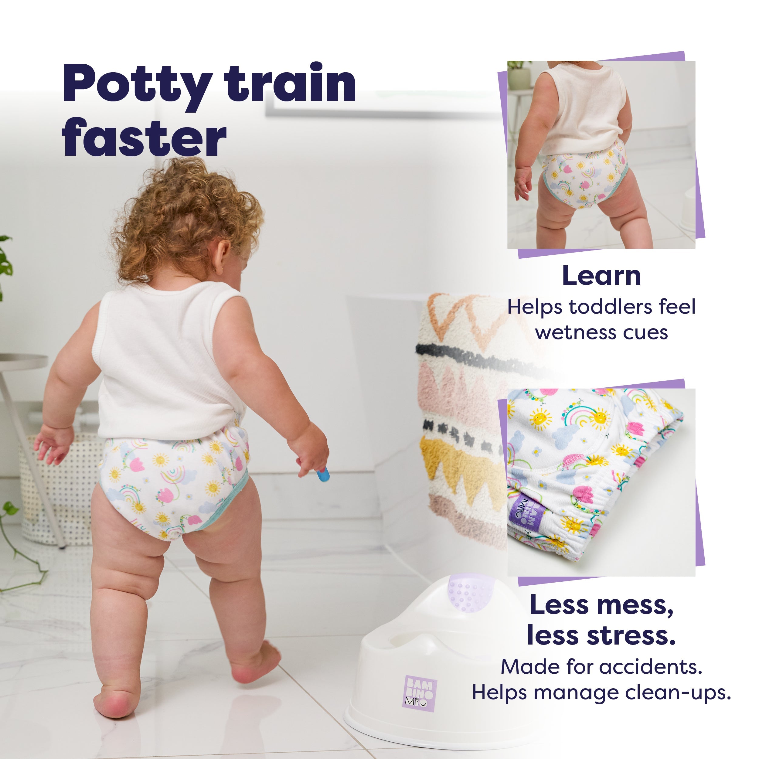 Bambino Mio 3 Pack Reusable Potty Training Pants - Blue Skies - Elite Design