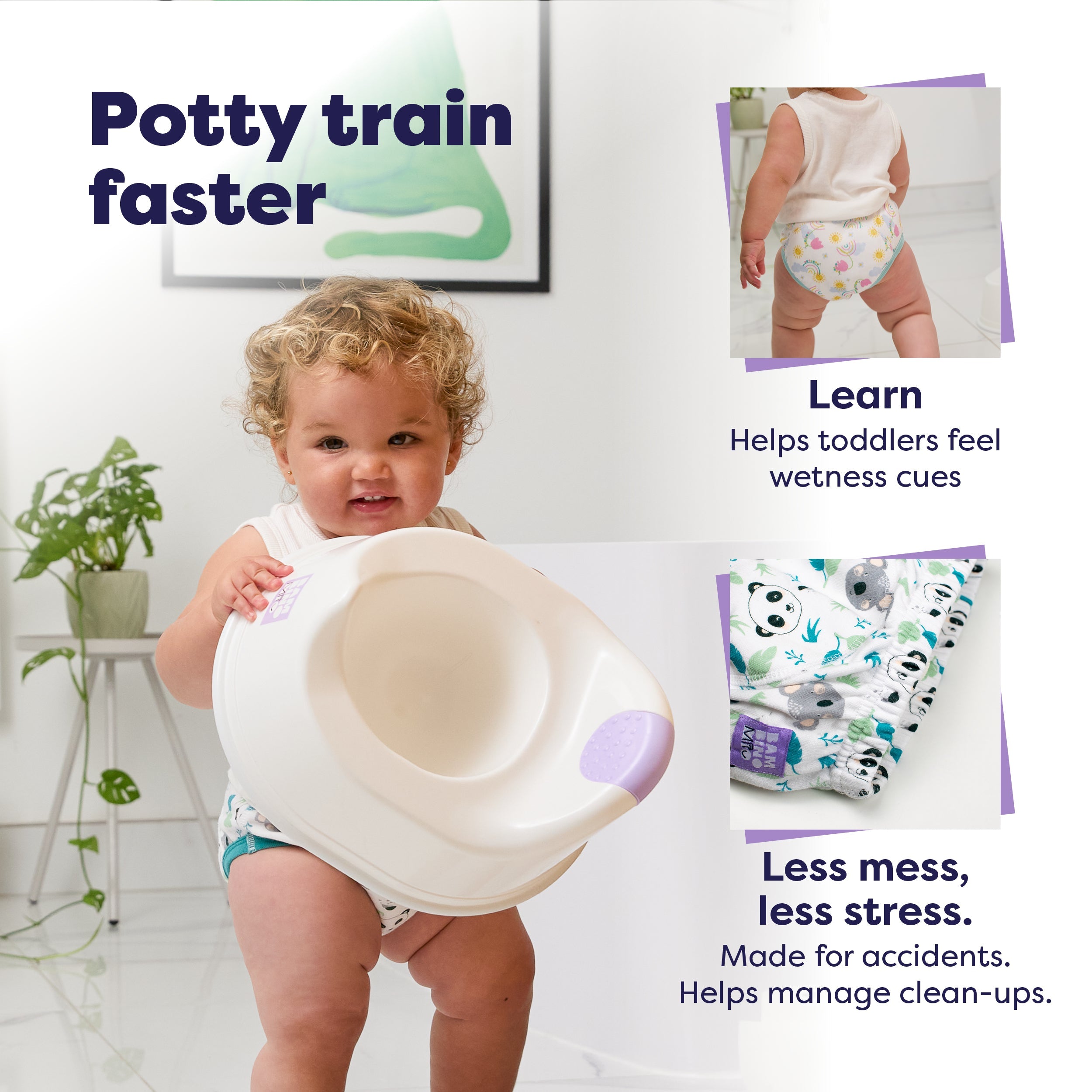 Bambino Mio 3 Pack Reusable Potty Training Pants - Beary Cute - Elite Design