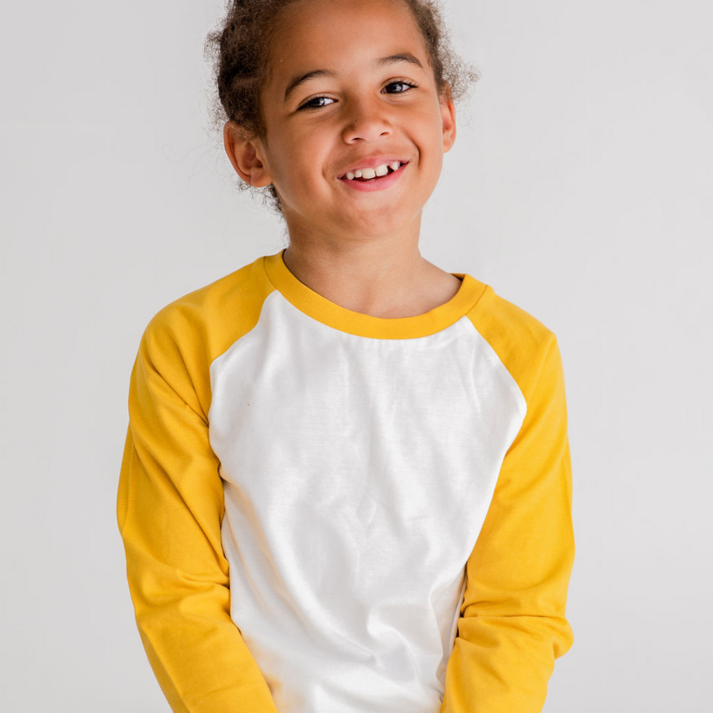 Dotty Dungarees Baseball Tee - Ochre